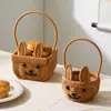 Cesta de mão tecida em plástico imitação de rattan, cesta de armazenamento de lanches para mesa, cesta de frutas, cesta de armazenamento, cesta para acessório de foto de coelho