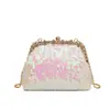 Bolsa de mão com fivela cruzada, superfície brilhante, estilo pequeno Chanel, bolsa de noite com lantejoulas, moda nicho, bolsa de ombro único, bolsa transversal com corrente, bolsas