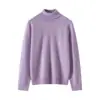 Suéter de Cashmere Consinee de Gola Alta para Mulheres, 100% Cashmere Puro, Caimento Solto, Emagrecedor, Suéter Básico de Tricô Simples e Versátil