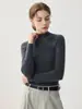 Novo suéter de 100% caxemira pura para outono e inverno para mulheres, gola alta discreta, suéter de malha base slim fit, suéter de manga longa