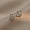 Aretes para Mujer, Nuevos Aretes Elegantes con Forma de Flor de Cuatro Hojas de Circonita, Diseño de Nicho Moderno, Aretes de Tuerca con Estilo al Mayoreo