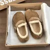 Sapatos Birkenstock Retrô Quentes e Espessos de Cobertura Total para Mulheres, Botas de Neve de Inverno em Camurça com Solado Grosso e Forro de Lã, Sapatos de Algodão, Mocassins