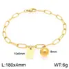 Pulsera Cuadrada de Moda con Letras Inglesas (26), Cadena Sencilla Tipo Clip Estilo Ins, Bola Redonda, Acero de Titanio Chapado en Oro de 18K