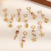 Pendientes de Acero Inoxidable para Mujer, Estilo Aliexpress Transfronterizo, para Gravel, Moda Femenina, Versátiles, Gama Alta, Piedra Natural Irregular, Pendientes de Acero de Titanio