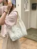 Bolsas de lona atacado para mulheres, estampa de bolinhas, estilo coreano, frescas e simples, adequadas para estudantes, para ir ao trabalho, bolsa de ombro, bolsa tote artística