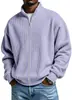Estación Independiente Transfronteriza Europea y Americana Ropa de Hombre Estilo Americano Moda Desgastada para Hombre Chaqueta Sencilla de Color Sólido Waffle Cuello Alto con Cremallera