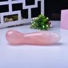Suministro transfronterizo piedra natural cristal rosa palo de masaje pene de cristal juguetes sexuales 18cm vulva varita fábrica