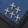 Accesorios para Uñas de Venta Caliente Transfronteriza: Decoraciones para Uñas con Forma de Cruz Doradas y Plateadas Ultra Brillantes Completamente Diamantadas Estilo Punk Retro