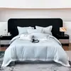 Conjunto de presente de algodão de fibra longa de Xinjiang de alta qualidade, grau A, incluindo quatro peças: lavável à máquina, leve e com bordados luxuosos; inclui uma capa de edredom king-size, lençol de cima e lençol com elástico