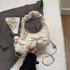 Bolsa Pequena Plissada com Laço Estilo Novo Primavera 2026 Bolsa de Mão Feminina Retrô Bolsa Nuvem Bolsa Transversal com Corrente Bolsa de Trabalho