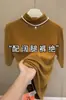 Camiseta negra de cuello alto medio, manga media para mujer, nueva colección otoño/invierno 2026, elegante y ajustada, top de capa base de manga de tres cuartos