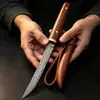 Coleta de presentes transfronteiriça: Atacado de Yancheng de mini facas retas de aço Damasco com cabos de madeira maciça, facas pequenas portáteis