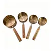 Juego de 8 cucharas medidoras de acero inoxidable, mango de madera de acacia, herramienta para hornear, juego de 4 piezas, disponible al por mayor