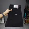 Jeans Pretos de Marca Italiana de Luxo para Homens, Corte Slim, Elástico, Calças Casuais Confortáveis, Novo Estilo Outono