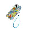 Funda para iPhone 15 de Sirena de Cabello Azul Cadena de Cuentas de Mano para Apple 14promax Transparente 13 Funda Blanda 12