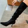 Estilo Chica Caliente Sexy Punta Fina Tacón de Aguja Botas de Caña Alta Sueltas Botas por Encima de la Rodilla Botas de Tacón Alto Ajustadas Estilo Nuevo Otoño e Invierno para Mujer