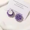 Ramo de flores de cuentas de cristal morado de taro dulce lechoso, aretes de tachuelas de temperamento suave, clips laterales, accesorios de flor para zapatos