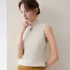 Chaleco sin mangas de cachemira nuevo Otoño Invierno 2026 para mujer, ajuste ceñido, cuello semi-alto, nuevo estilo chino, chal de punto de lana