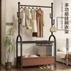 Simple estante móvil de doble capa, perchero de pie para dormitorio, perchero doméstico temporal, tendedero para pantalones, tendedero de balcón