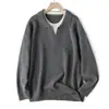 Suéter Casual de Caxemira Pesada 600g com Blocos de Cor Falso Duas Peças Decote Tesoura, Blusa de Lã Elegante de Manga Longa para Homens