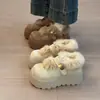 Botas de invierno 2026 con suela gruesa, estilo retro, patchwork, forradas de piel, comercio exterior, forro polar, botas de nieve engrosadas, zapatos para mujer, zapatos de algodón estilo Birkenstock que aumentan la altura