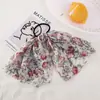 Nova corda de cabelo com laço de fita floral de chifone Anel de cabelo para rabo de cavalo retrô pastoral francês Corda de cabelo Acessórios de cabelo para mulheres