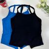 Sentido del Diseño Irregular Split Sling Chaleco Pequeño de Verano para Mujer Sexy Chica Caliente Ajustado Deportivo Corto Exterior Top