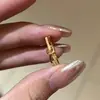 2026 Loja Dourada Mesmo Estilo Anel de Cubo de Açúcar Banhado a Ouro Cravejado de Diamantes para Mulheres, Anel de Dedo Indicador Estilo Francês de Luxo Leve de Alta Qualidade, Presente para Namorada