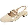 Mocassim Baotou Feminino 2025 Primavera e Verão Novo Versátil Salto Alto Quadrado Estilo Chanel Sandálias Mary Jane Vintage para Mulheres