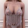 Traje de Falda y Top de Pedrería con Borlas Largas Hot Transfronterizo Disfraz Sexy de Club Nocturno Cadena Corporal