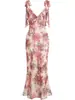 2026 nuevo vestido de verano elegante floral de corte ajustado con escote bajo para mujer, transfronterizo europeo y americano, para Amazon