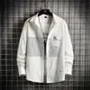 Nueva chaqueta casual de primavera y otoño, top negro con camisa de retazos, camisa de manga larga, ropa de trabajo elegante para hombre estilo Hong Kong
