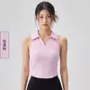 Ropa de yoga para mujer, chaleco de moda con cuello polo, a prueba de impactos, adelgazante, con copas fijas que no se mueven y proporcionan un rebote equilibrado
