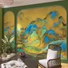Papel de parede de parede de imagem Qianli Jiangshan retrô estilo nacional chinês ao vivo cama e café da manhã quarto restaurante 3d linha de gesso papel de parede