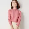 Suéter de Cachemira de Cuello Medio para Mujer, Nuevo Otoño/Invierno Ajuste Holgado Talla Grande Camisa Base de Lana Tejida
