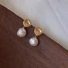 Aretes y Clips de Oreja de Perlas Barrocas Naturales de Agua Dulce para Mujer, Lujo Accesible Retro Simple de Alta Gama Mate Suave