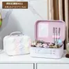 Bolsa Cubo Portátil Gran Capacidad Rombo Arcoíris Neceser Caja de Almacenamiento para Regalo de Boda Portátil para el Hogar con Espejo
