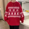 Suéter rojo hombre invierno tejido oversize holgado grueso abrigo para pareja hombres venta al por mayor desde 200 piezas