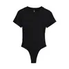 G005-25 Novo Estilo de Verão Estilo Europeu e Americano Garota Popular Desejo Puro Sexy Elástico Slim Fit Simples Gola Redonda Manga Curta Macacão