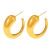 Pendientes geométricos huecos de cuerno en forma de C de celebridades de Internet europeas y americanas con material de cobre de viento frío, chapados en oro de 18 quilates.