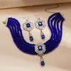 Pendientes de Gota de Agua con Perlas de Cristal Multicapa Moda Europea y Americana Exquisito Collar Lujo Accesible Joyería de Alta Gama de Nicho para Mujer