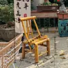 Juego de Mesa y Sillas de Bambú Retro para Patio Exterior Balcón Casa de Té, Mesa y Sillas de Té Tejidas de Bambú Vintage, Muebles de Bambú