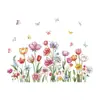Pegatinas de Pared de Fondo de Flores y Mariposas Acuarela para Sala de Estar, Dormitorio, Habitación Infantil, Decoración del Hogar, Transfronterizo, Extraíble Mup2066