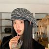 Chapéu Oitavado Xadrez Nuvem Estilo Japonês Retrô Chapéu de Jornaleiro Casual Retrô para Pintor Feminino Mostra Rosto Boina Pequena