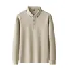 Camisa Polo de Color Sólido para Hombre, Manga Larga, Cuello Solapa, para Primavera y Otoño, Casual de Negocios, Transpirable, de Secado Rápido, Sencilla, Adelgazante, Versátil