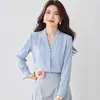 Camisa Blanca de Manga Larga con Cuello en V Estilo Coreano Nueva Primavera para Mujer Simple Versátil Ropa de Trabajo Camisa Profesional Top