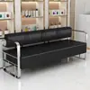 Silla de Espera de Cuero Personalizada con Reposabrazos de Metal, Sofá de Ocio para Salón y Salón de Uñas, Sofá Sencillo para Área de Espera de Salón de Belleza