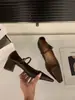 Saltos altos estilo francês, sapatilhas marrons retrô, sapatos femininos, nova coleção de verão 2024, estilo Mary Jane, sapatos pretos para trabalho