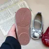 Zapatos Individuales Suaves de Dos Colores con Lazo para Niñas, Plateados y Borgoña Brillantes de Una Correa Antideslizantes de Cuero Estilo Princesa para Bebés Niñas