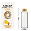 Artículos en Stock de Fábrica Dropshipping Vaso de Agua de Vidrio de Borosilicato Alto Tapa de Madera de Bambú Vaso para Jugo de Frutas Vaso para Bebidas Tapa de Acero Inoxidable Vaso para Café
